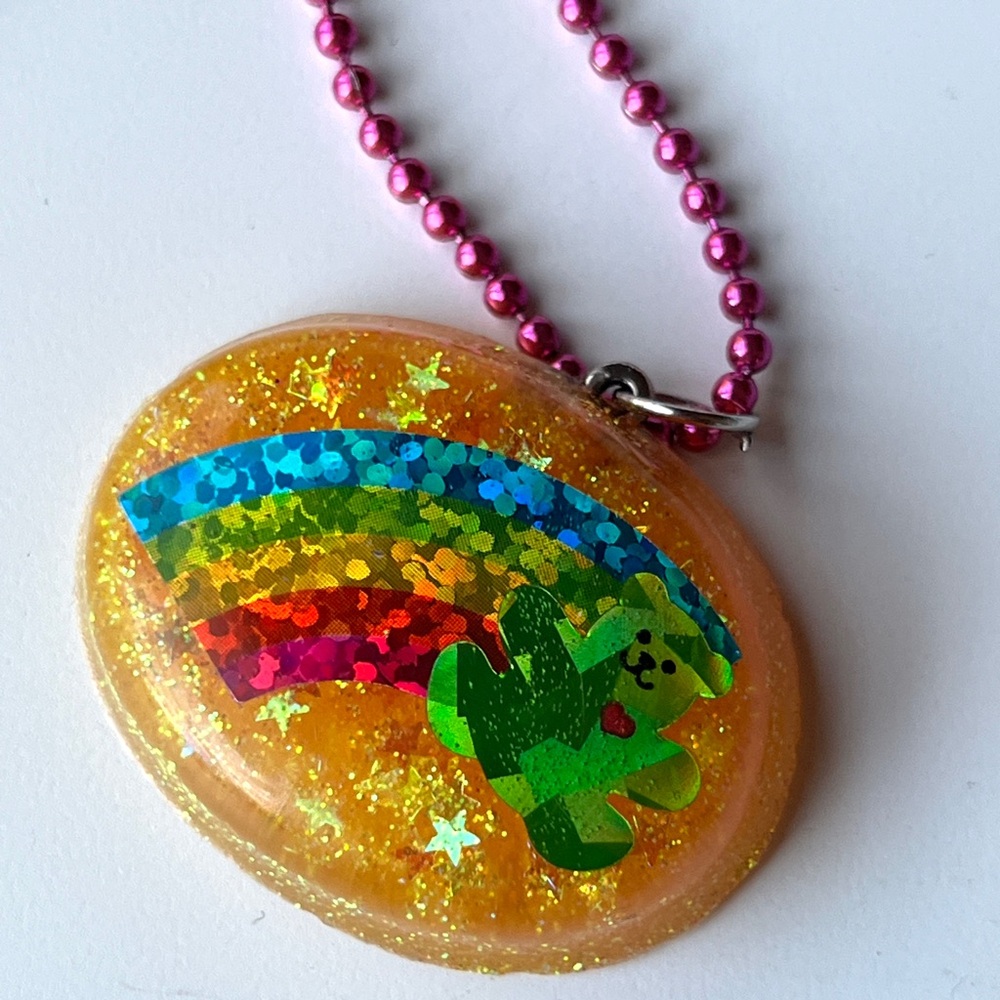 Colorful Rainbow Bear Pendant Necklace